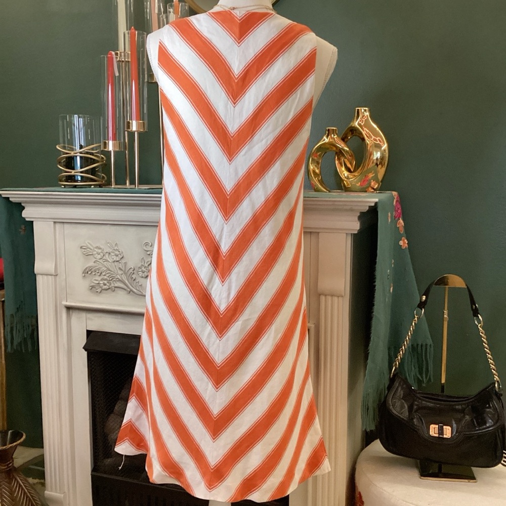 Tommy Hilfiger Orange and White Striped Midi Dress - Picture 2 of 4